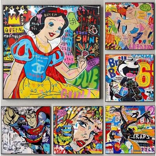 Canvas Painting Disney Princess Abstract Snow White Abstract Posters and Prints Colorful Wall Art Pictures Kids Room Decoration