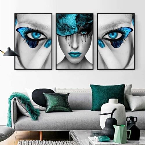 Abstract Blue Beauty Posters And Prints Black And White Woman Eye Wall Art Picture HD Printing Home Canvas Painting Decorative