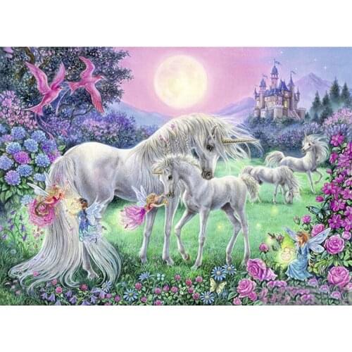 Diy Diamond Painting,Needlework Unicorn & Fairy 5D full Diamond Embroidery Cross Stitch Kits Rhinestone Wall StickersZP-3818