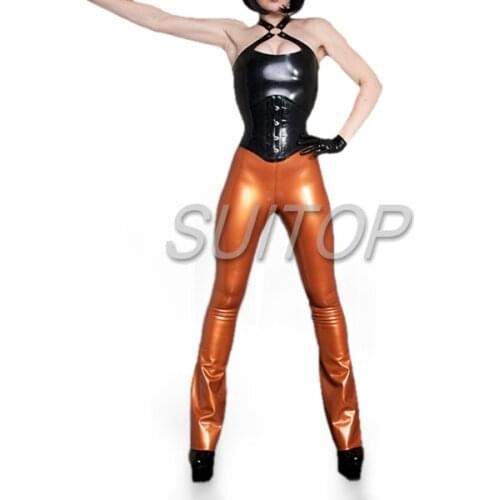 Latex Teddies Bodysuits new design 100% nature rubber catsuit for female Black Suit