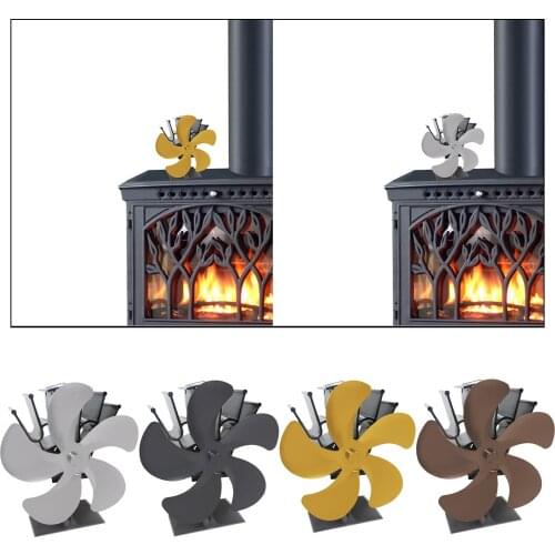 Large 5 Blade Heat Powered Wood Stove Eco Fan Ultra Quiet Fireplace Wood Burning