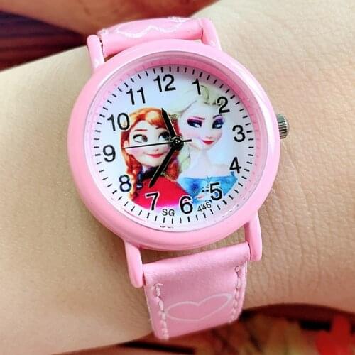 Frozen 2 Cute Cartoon Kids Belt Watch Disney Anime Figure Elsa Anna Girl Quartz Watch Childs Gifts