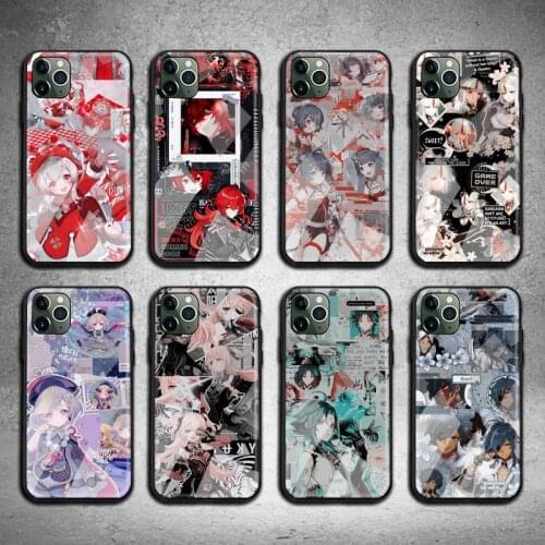 Genshin Impact Anime Phone Case Tempered Glass For iPhone 12 11 Pro Max Mini XR XS MAX 8 X 7 6S 6 Plus SE 2020 cover