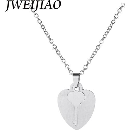 JWEIJIAO Color Heart-shaped Pendant Removable Key Charms Necklace Fashion Men Women Stainless Steel Jewelry Gift SS55