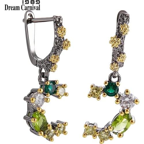 DreamCarnival1989 Top Brand Quality Earrings for Women Wedding Engagement Party Green Tone Colors Zircons Jewelry WE3948