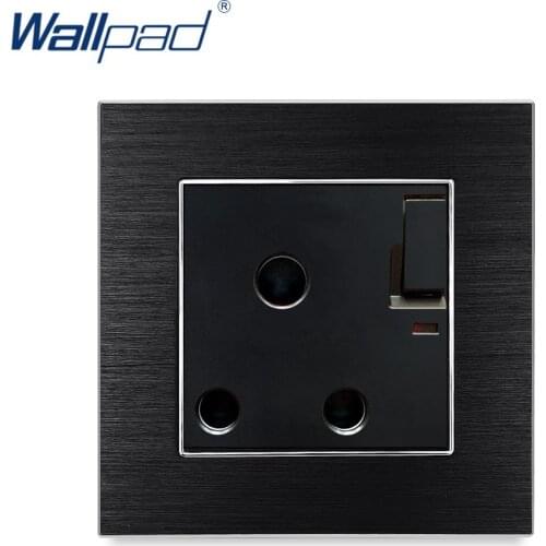 Hot Sale! 1 Gang 3 Pin UK 15A Socket Outlet With LED Indicator Wallpad Luxury Wall Light Switch Satin Metal Panel Power Outlet
