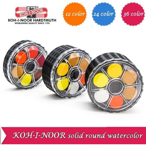 KOH-I-NOOR Solid Watercolor Pigment Portable Wheel Stack Pack 12/24/36/48 Colors Water Color Artist/Painting Supplies