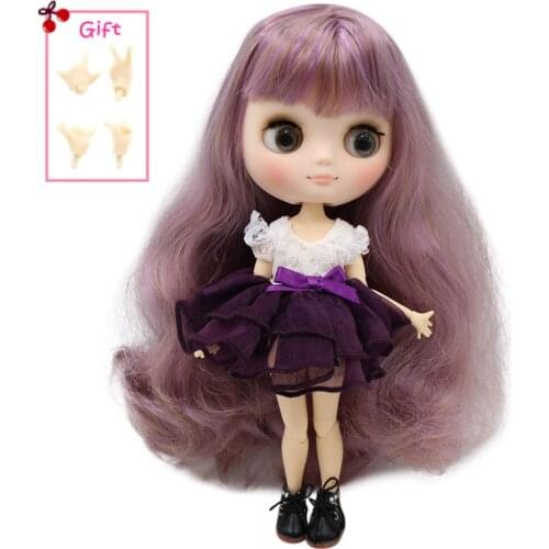 ICY DBS Middie Blyth doll Series No.BL7216/9400 Purple mix Brown hair with bangs Matte face 1/8 BJD