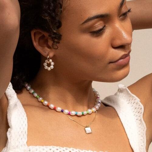 Summer Multilayer Asymmetric Beaded Necklace for Women Beach Travel Colorful Flower Beads Choker Necklace Female Jewelry