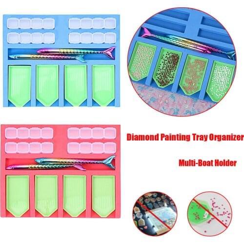 1Set Multi-Boat Diamond Painting Tray Holder Beading Storage Tray Point Drill Pen Drill Clay Organizer Storage Box DIY Craft