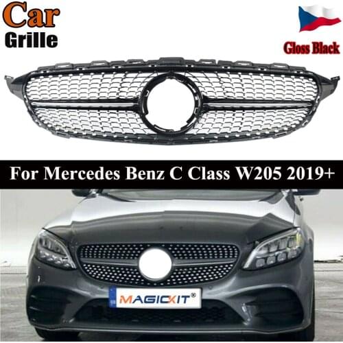 MagicKit FOR MERCEDES BENZ C-CLASS W205 2019+ FRONT GRILLE GLOSS BLACK DIAMOND STYLE