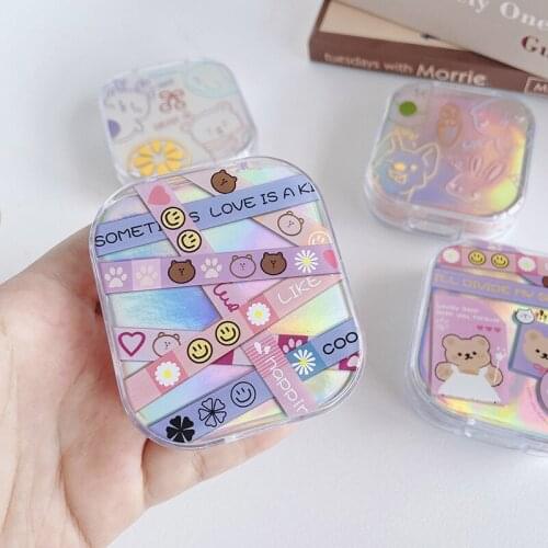 Cute Laser Bear Contact Lens Case Box Ins Color Contact Lenses Container Travel Lens Kit Contact Lens Box No Need To Screw Cap