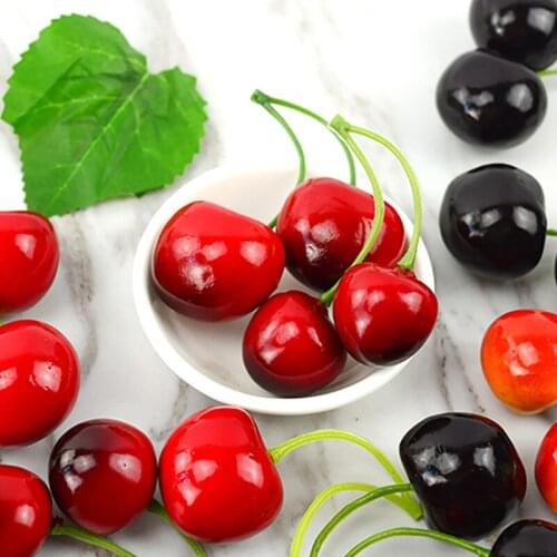 Reusable Simulation Small Cherry Cherries Artificial Red Fruit Model for Photography Studio Photo Background Mini Accessories