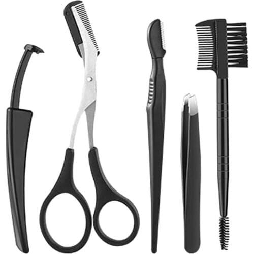 5 Eyebrow Tweezers Set Trimmer Household Nose Eyelash Cosmetic Accessories Stainless Steel Scissors
