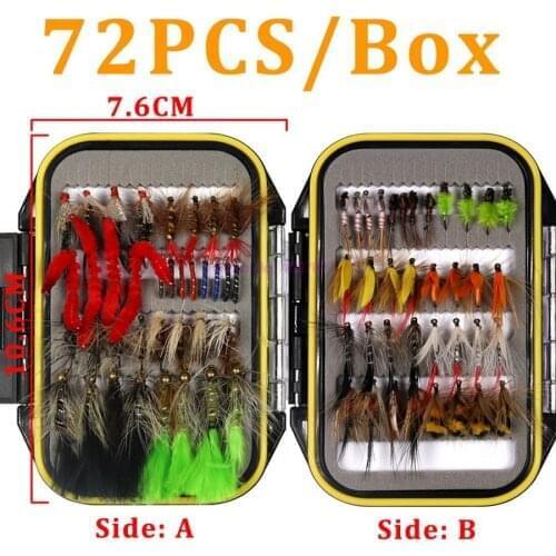 20set 72pcs Beads Head Fly Fishing Flies Set Dry Flies With a Box Artificial Nymph Bait Trout Bass Blue Gill Fly Flie Combo