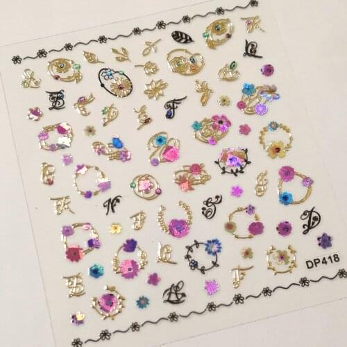 Newest DP411 3d nail sticker decals Korea style rhinestones DIY decorations tools for nail tips