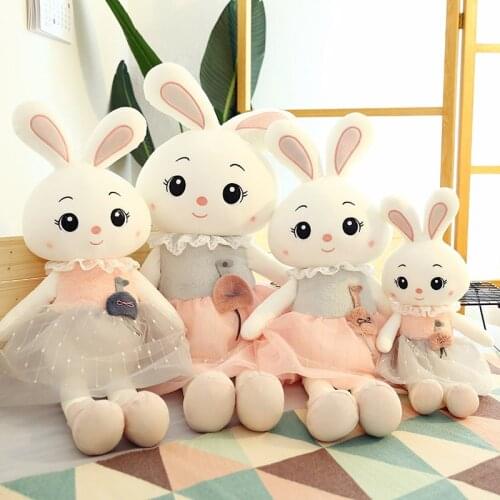 New Soft Cute Aier Rabbit Plush Pillow Lovely Princess Rabbit Doll Creative Birthday Gift For Children Baby Accompany Sleep Toy