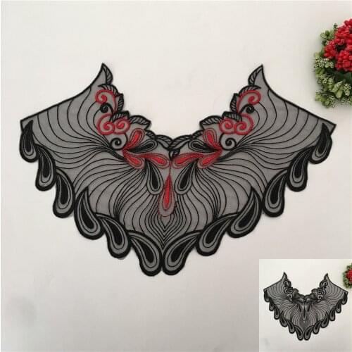 New arrive Organza Lace Fabric for Needlework Embroidery Lace Collar Applique DIY Sewing Dress Accessories A pair for sale