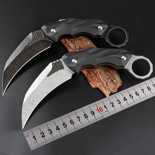 Karambit D2 Steel Fixed Blade Knife Pocket Knives Tool Outdoor Camping Survival Hunting Knife CSGO Tactical Self Defense Weapons
