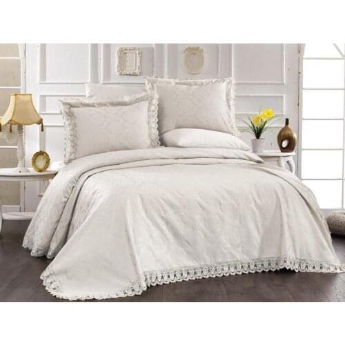 Hazel Jacquard Chenille Bed Cover Cream