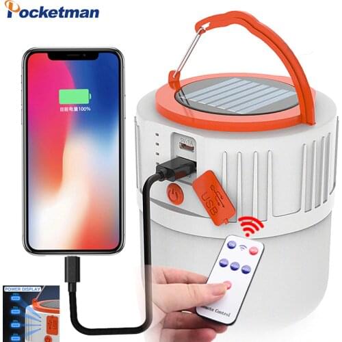 Remote control Super bright Solar LED Bulbs Rechargeable 5 Modes Portable Night Light Solar Charging Torch Lamp Flashlight