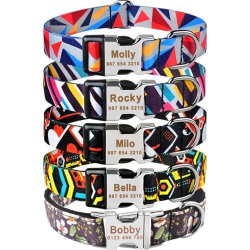 Adjustable Nylon Unisex Fashion Dog Collar Personalized Tag Custom Engraved Dog Collar Small Large Puppy Kitten Pet Dog Collar