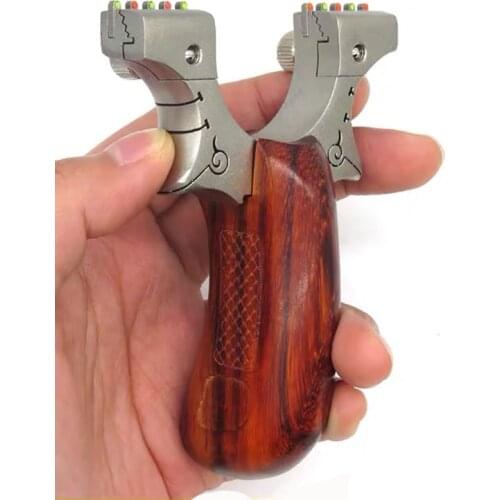 Slingshot Stainless Steel Catapult +Wood Handle with Powerful Rubber Band Outdoor Portable Slingshot Hunting Sling Shot