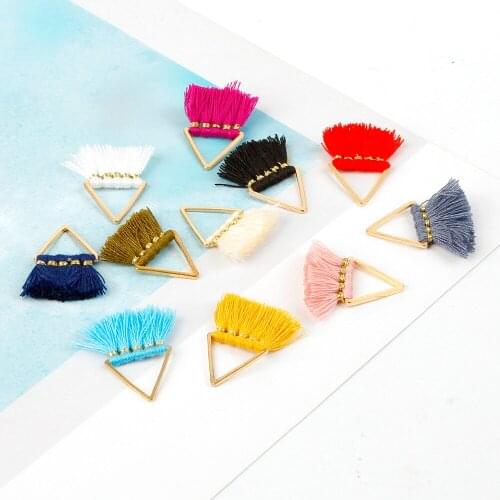 2pcs/lot 25MM Alloy Metal Antique Gold TriangleTassel Earrings Connectors Jewelry Accessories For DIY Handmade Jewelry Making