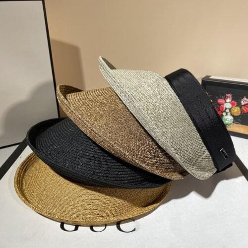Fashion Japan Casual Sun Visor Wide Brim Straw Hat Beach Hat Empty Top Anti-UV Travel Caps Women Retro Cape Sombreros De Vaquero