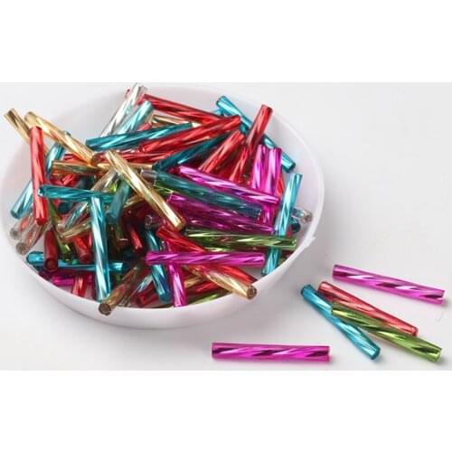 25g/pack 25mm Czech Twist Bugles Glass Tube Seed Beads for Jewelry Making,Women Diy Garment Sewing Accessories Sewing Beads