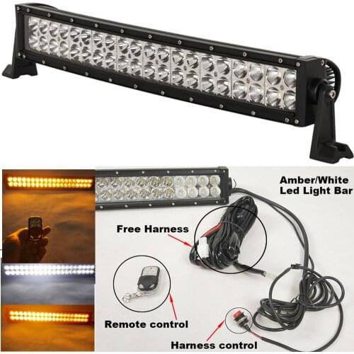 120W 20" Amber White LED Strobe Work Driving Light Bar with Remote Controller for Car Truck SUV 4x4 ATV OffRoad Lights 22 Inch