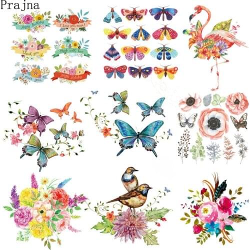 Prajna Butterfly Flower Iron Transfer Sticker Thermal Heat Transfer Vinyl Patch Iron On Transfers Patches For Clothing T shirt