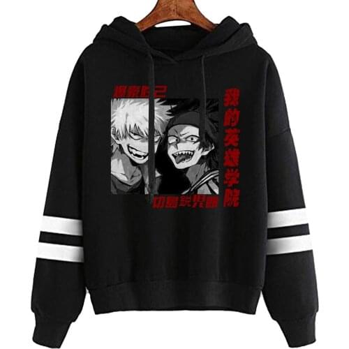 My Hero Academia Print Hoodies Harajuku Japan Anime Boku No Hero Academia Bakugou Katsuki Kirishima Eijiro Hoodie Sweatshirt Top