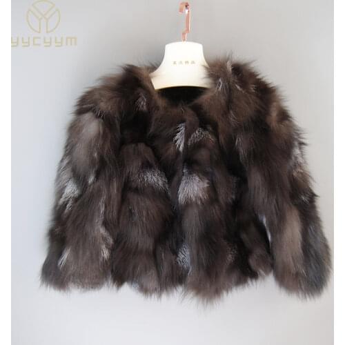 Yycyym Silver Fox Fur Coats
