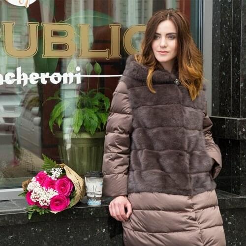 Genuine Leather women fur coat fashion designer brand fur vest mink fur coat Down Jackets mink coat women Detachable sleeves