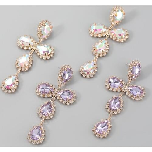 Pauli Manfi Fashion Metal Glass Rhinestone Cross Earrings Womens Creative Popular Dangle Earrings Party Accessories
