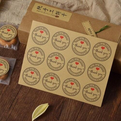 1 sheet (12 pcs) Seal sticker Decorative sticker gift stickers Baking seal friendly kraft promotion