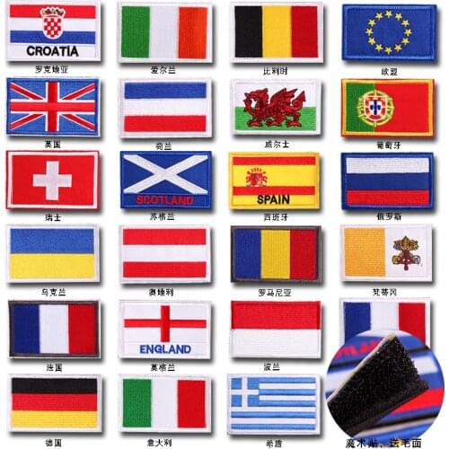 1PC 3D Embroidery Badge World Flags National Emblem Stripe Patch Armor Clothes Denim Backpack Patch Decoration Accessories