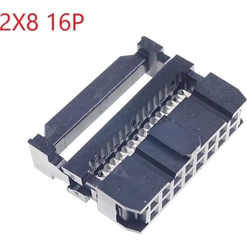 100 Pcs 0.100" 2.54mm 16 Pin dual Row IDC Connector 2 rows 16 position Rectangular Female Socket Receptacle Ribbon Cable FC-16