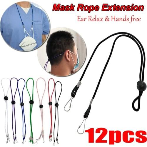 12Pcs Mask Adjustable Hanging Rope Face Mask Lanyard Anti-lost Face Cover Lanyard Ear Holder Neck Hang Rope with Hook Wholesale