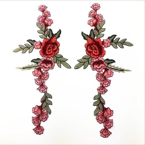 2 Pieces/1 Pair 44.5*21cm Large Lace Fabric Patch Flower Floral Lace Applique Sewing Trim DIY Craft Wedding Dress