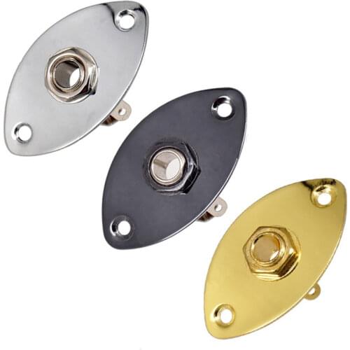 3 Pcs Oval Curved Jack Plate With 6.35mm 1/4" output Input Jack Socket for Bass Guitar Replacement 3Colors guitar accessories