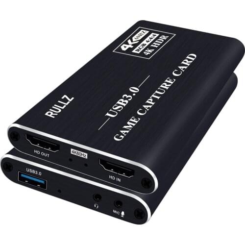 4K 60Hz HDMI-compatible Video Capture Card HDR Loop 1080P Camera PS4 Game Recording Plate Live Streaming Box Mic USB 3.0 Grabber