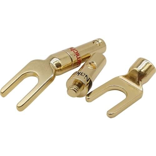 5Pcs/Lot Y Spade Speaker Banana Plug Connector Gold plated U Fork Speaker Plug Cable Terminal Audio Screw Plug for Binding Post