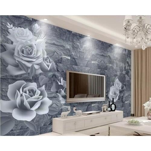 Beibehang Custom wallpaper romantic rose 3D brick wall TV background wall mural home decoration living room bedroom 3d wallpaper