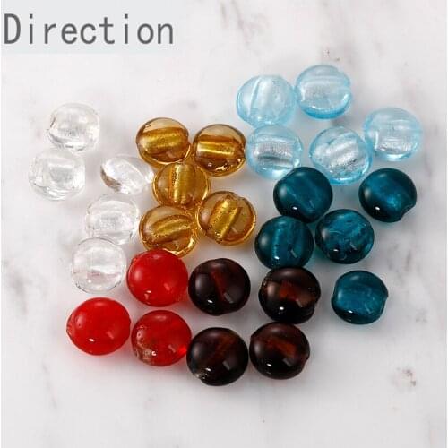 Handmade color retro flat glass beads straight hole beads DIY beads handmade material Bracelet Necklace Earrings accessories