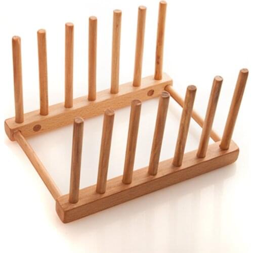 Wooden Kitchen Storage Holders for Dish Plates/Cups/Bowls Eco-Friendly Wood Pot Lid Organizer Racks Magazine Display Racks