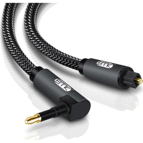 EMK 90 Degree Mini Toslink to Toslink Cable Male Plug Connector Adapter Converter Jack Wire Cord