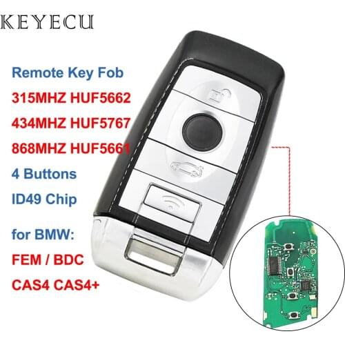 Keyecu Smart Remote Car Key 4 Button 49 315MHZ HUF5662 / 434MHZ HUF5767 / 868MHZ HUF5661 for BMW F 5 7 Series FEM BDC CAS4 CAS4