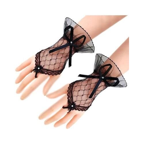 Short Wedding Gloves Design Fishnet Bridal Gloves Short Lace Bridal White Hair Accessories Transparent Wedding Accessories Party